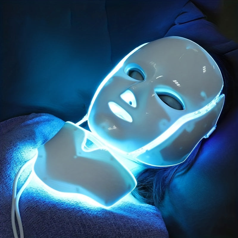 7-Color LED Light Therapy Mask for Face & Neck – Anti-Aging & Acne Treatment