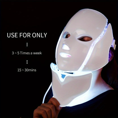 7-Color LED Light Therapy Mask for Face & Neck – Anti-Aging & Acne Treatment