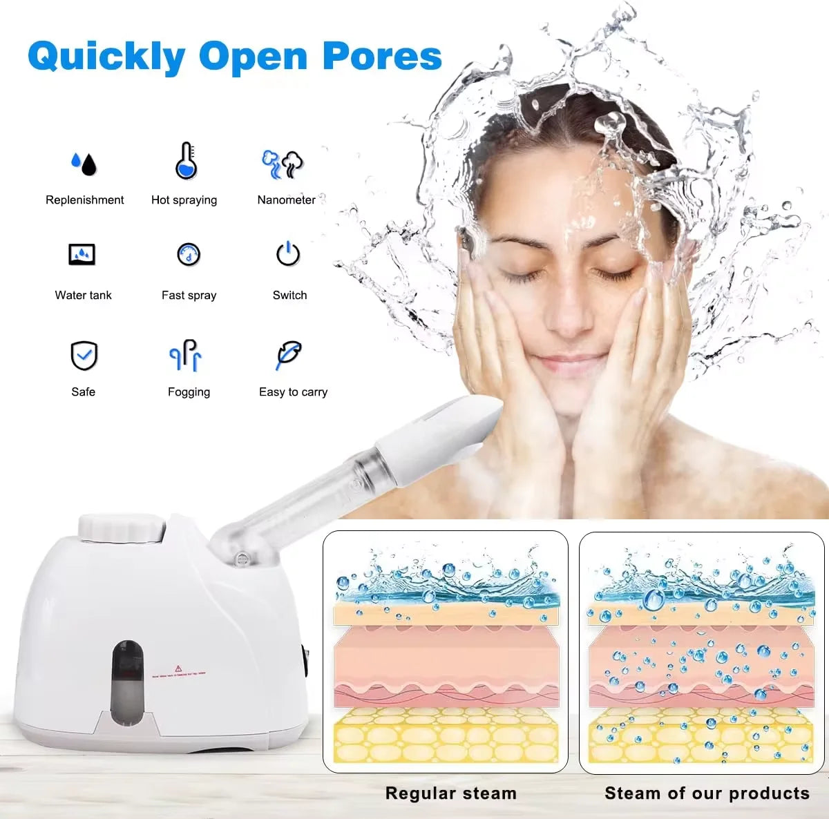 K33S Nano Facial Steamer – Dual-Use Hot & Cold Hydration with Herbal Spa Therapy