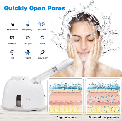 K33S Nano Facial Steamer – Dual-Use Hot & Cold Hydration with Herbal Spa Therapy