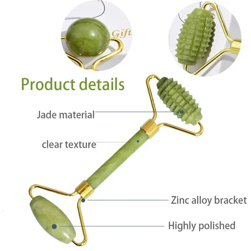 Natural Jade Roller & Gua Sha – Facial & Body Massage Tool