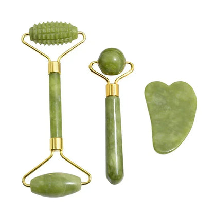 Natural Jade Roller & Gua Sha – Facial & Body Massage Tool