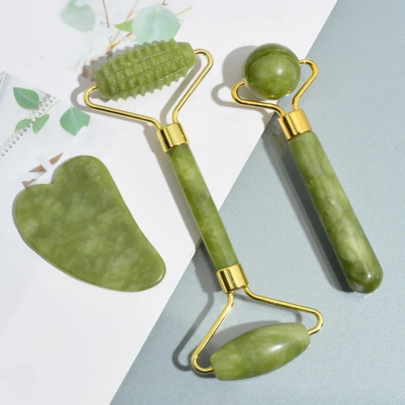 Natural Jade Roller & Gua Sha – Facial & Body Massage Tool