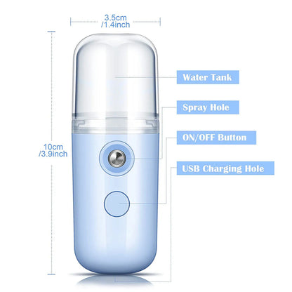 Mini Rechargeable Facial Steamer – Portable Nano Mist Humidifier for Deep Hydration