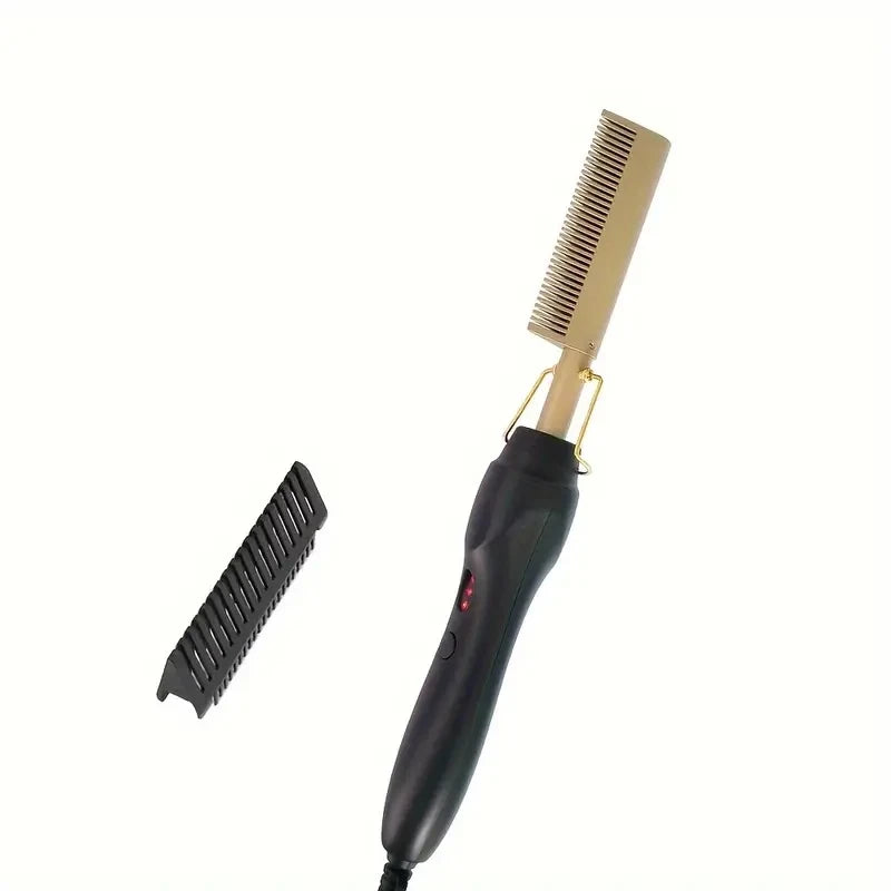 2 in 1 Electric Hot Heating Comb Hair Straightener Curler