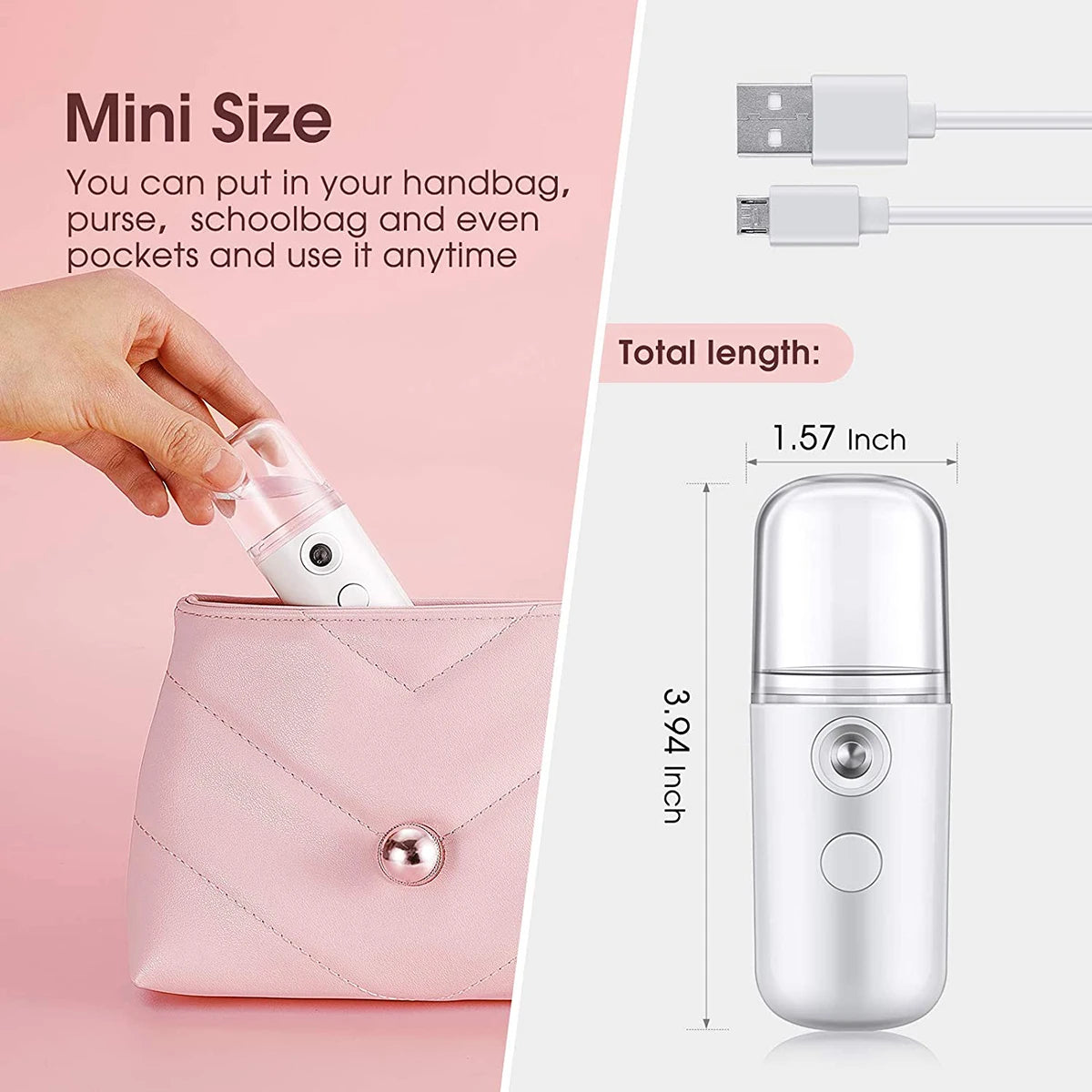 Mini Rechargeable Facial Steamer – Portable Nano Mist Humidifier for Deep Hydration