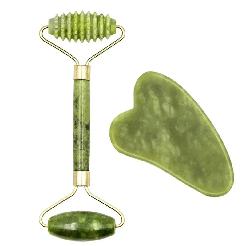 Natural Jade Roller & Gua Sha – Facial & Body Massage Tool