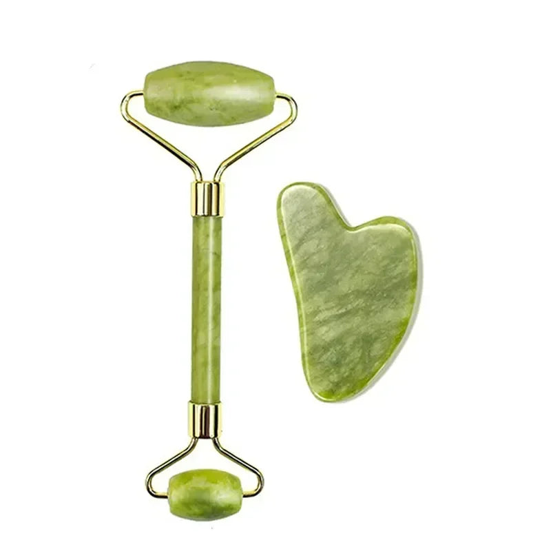 Natural Jade Roller & Gua Sha – Facial & Body Massage Tool