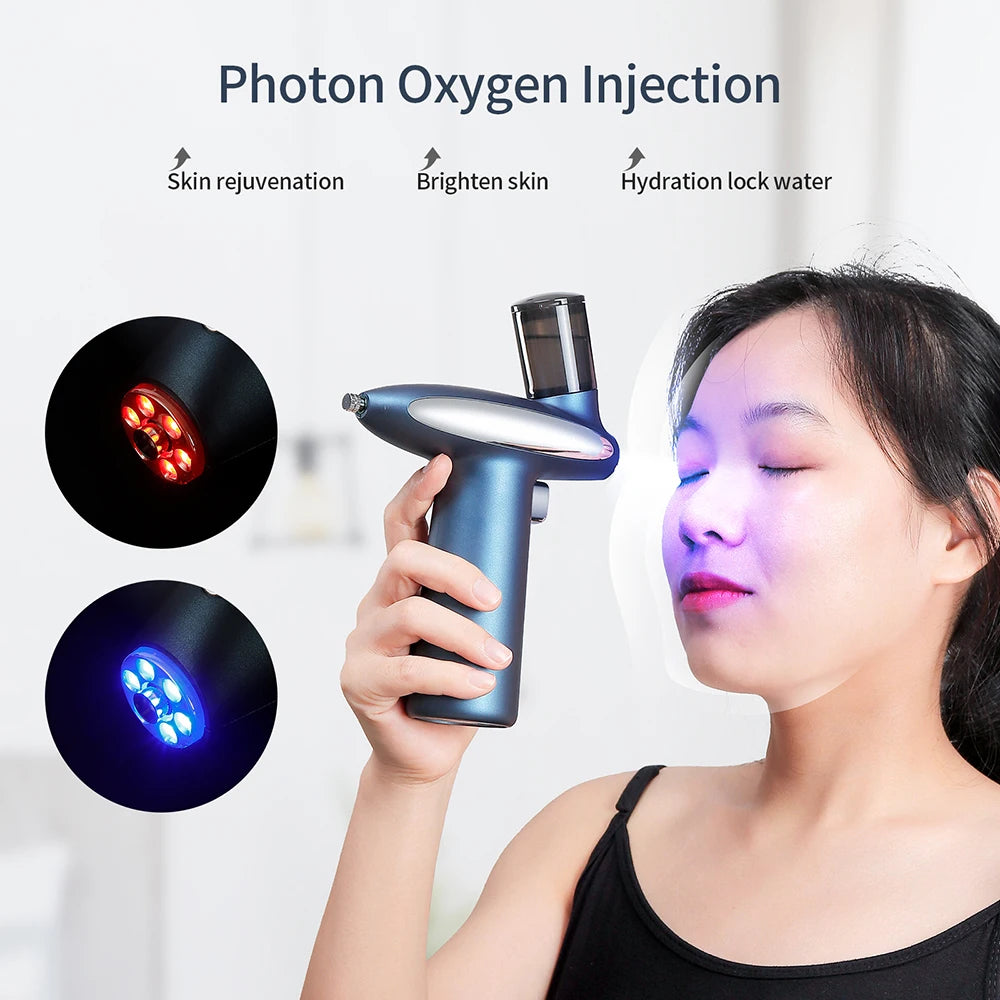 Red & Blue Light Nano Mist Sprayer – Hydrating Facial Steamer & Oxygen Booster