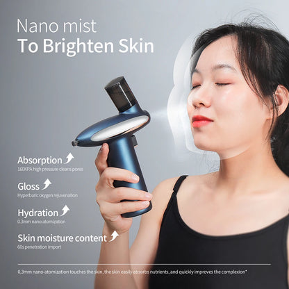 Red & Blue Light Nano Mist Sprayer – Hydrating Facial Steamer & Oxygen Booster