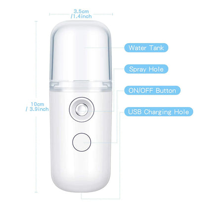 Mini Rechargeable Facial Steamer – Portable Nano Mist Humidifier for Deep Hydration