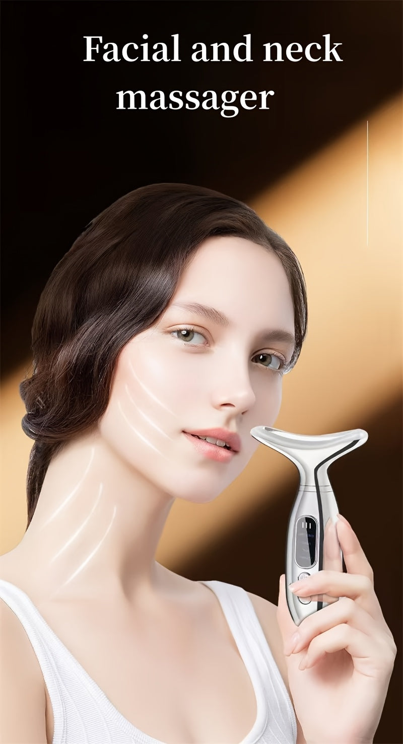 Rechargeable Facial & Neck Massager – Heated Vibrating Beauty Device for Radiant Skin