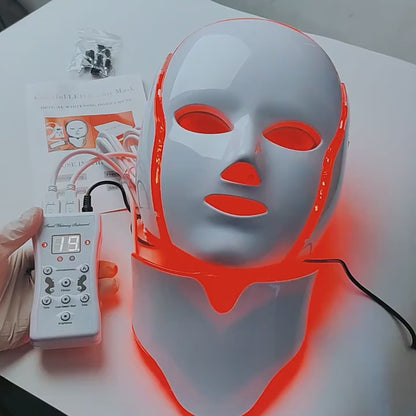 7-Color LED Light Therapy Mask for Face & Neck – Anti-Aging & Acne Treatment